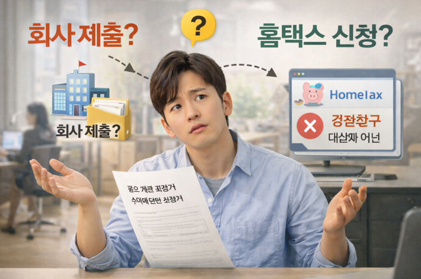 중소기업 취업자 소득세 감면, 회사 홈택스 헷갈릴 때 정리