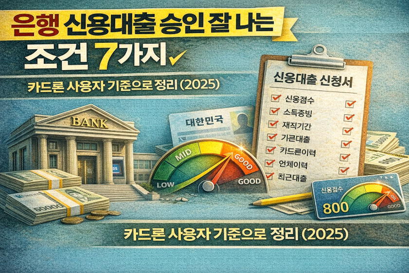 은행 신용대출 승인 잘 나는 조건 7가지｜카드론 사용자 기준으로 정리 (2025)