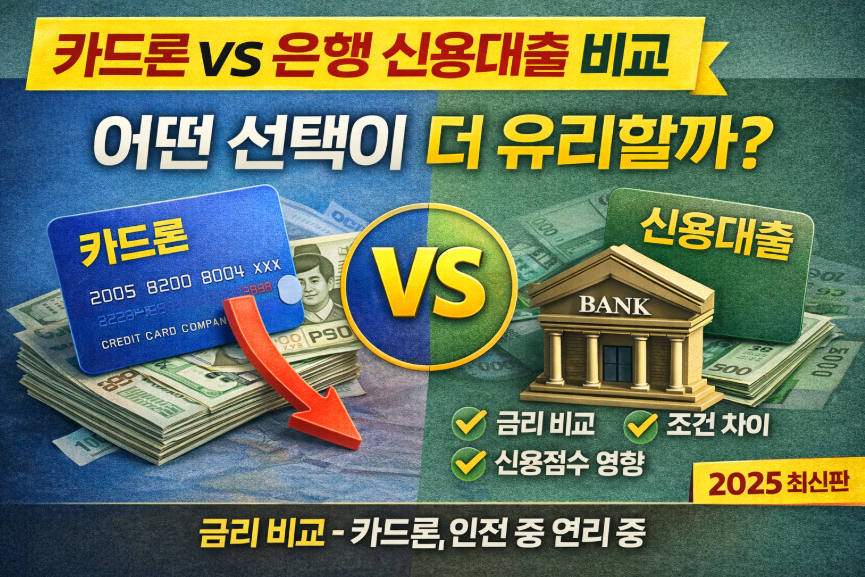 카드론 vs 은행 신용대출 비교｜어떤 선택이 더 유리할까 (2025)