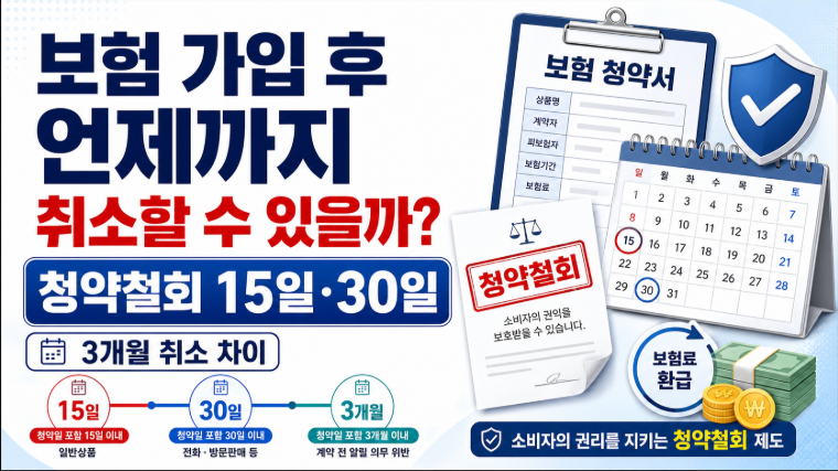 보험 가입 후 마음 바뀌면 언제까지 취소할 수 있을까 청약철회 15일 30일과 3개월 취소 차이