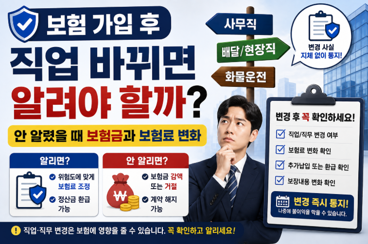 보험 가입 후 직업 바뀌면 알려야 할까 안 알렸을 때 보험금과 보험료 변화