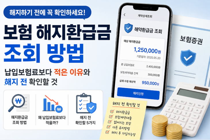 보험 해지환급금 조회 방법, 납입보험료보다 적은 이유와 해지 전 확인할 것