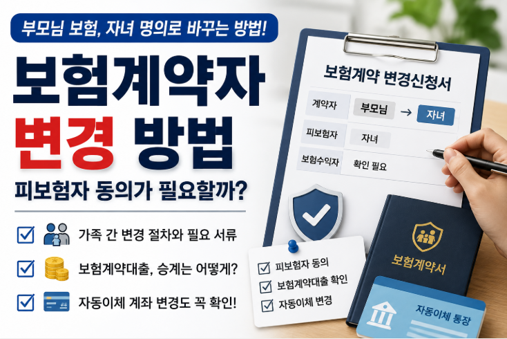 보험계약자 변경 방법, 피보험자 동의가 필요할까 대출 자동이체까지 확인