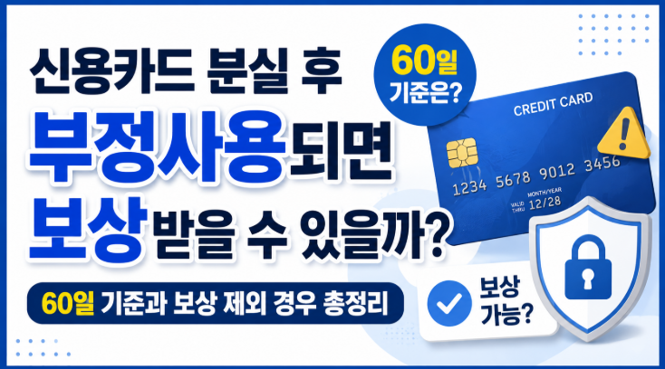 신용카드 분실 후 부정사용되면 보상받을 수 있을까 60일 기준과 보상 제외 경우