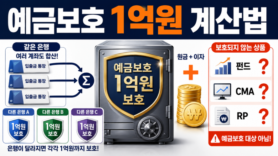예금자보호 1억원 계산법, 은행별 합산과 보호 안 되는 상품 확인