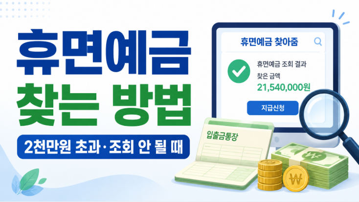 휴면예금 찾아줌에서 돈 찾는 방법, 2천만원 초과·조회 안 될 때는
