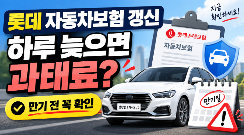 롯데 자동차보험 갱신, 하루 늦으면 과태료 만기 전 꼭 확인 7가