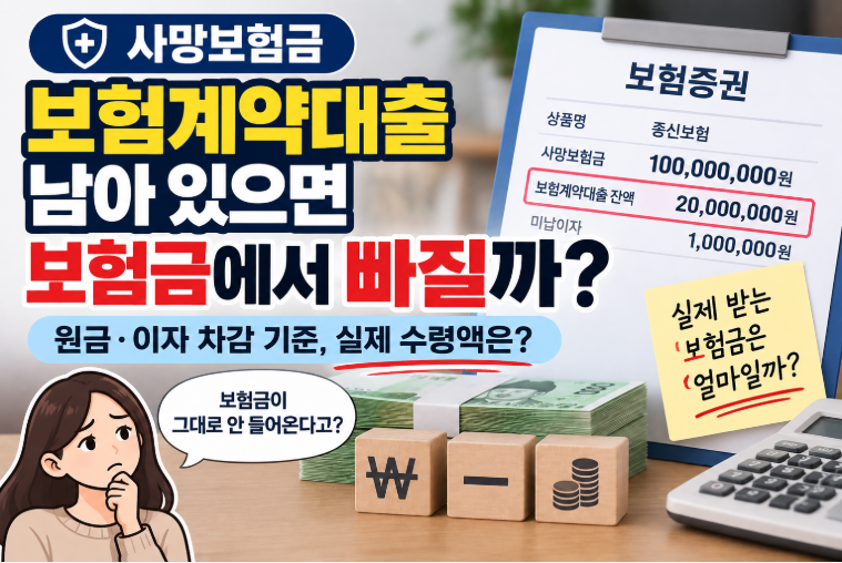 보험계약대출 남아 있으면 사망보험금에서 빠질까 원금 이자 차감 기준