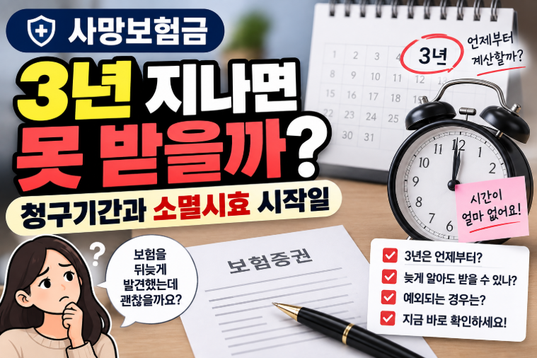 사망보험금 3년 지나면 못 받을까 청구기간과 소멸시효 시작일