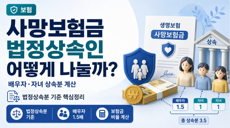 사망보험금 법정상속인이 여러 명이면 어떻게 나눌까 배우자 자녀 상속분 계산
